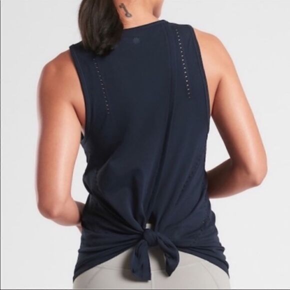 Athleta Foothill Muscle Tank Top Black Split Back S - Picture 2 of 6